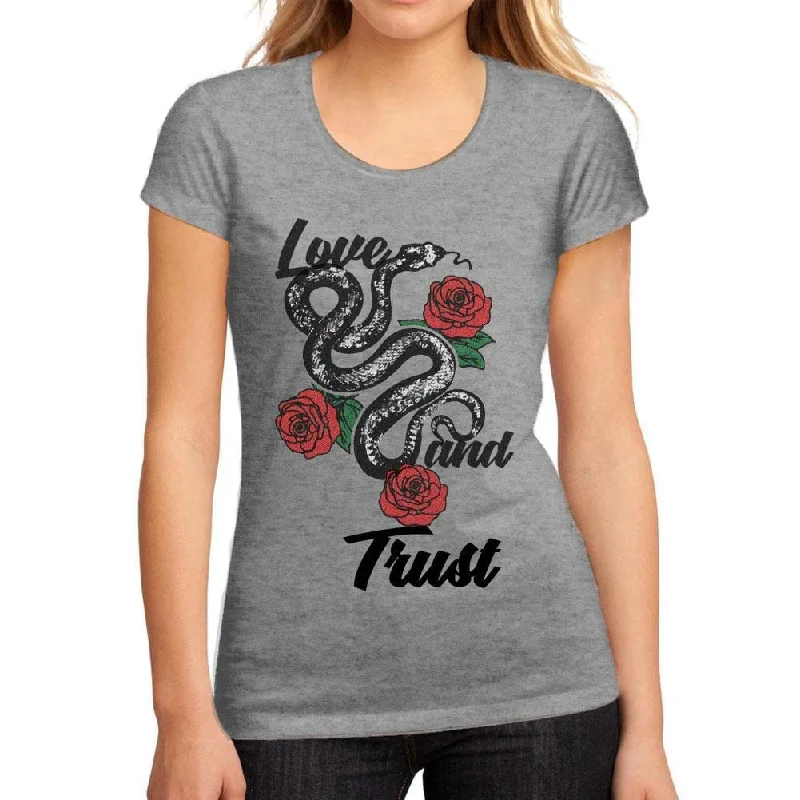 Women's Low-Cut Round Neck T-Shirt Love and Trust Grey Marl