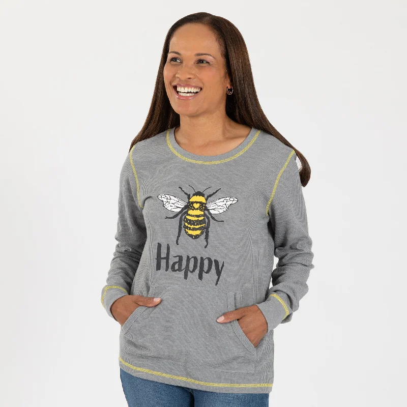 Bee Happy Contrast Stitch Thermal Top