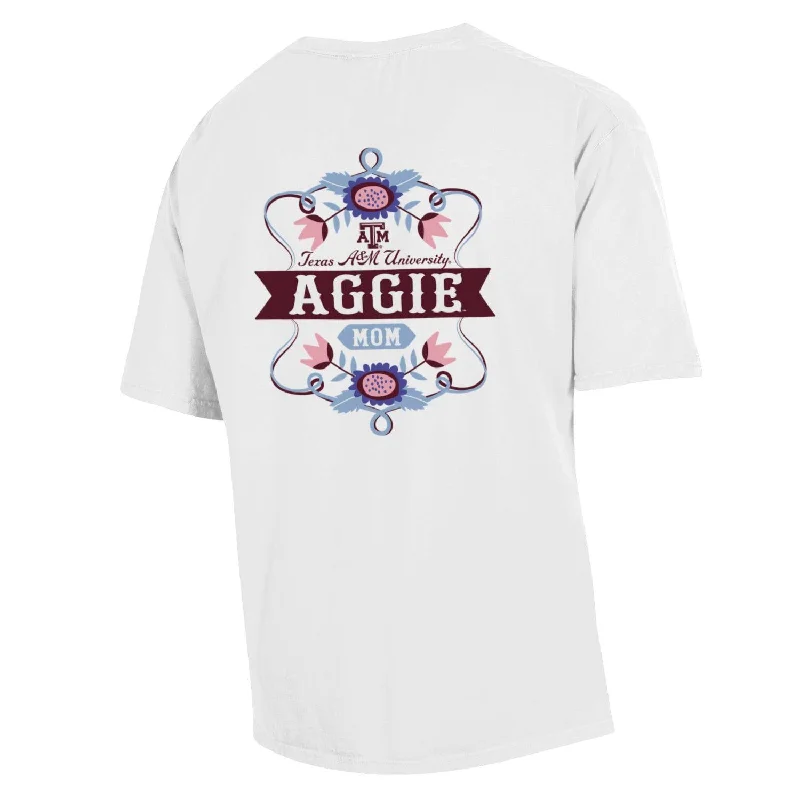 Aggie Mom - Comfort Wash SS Tee - White