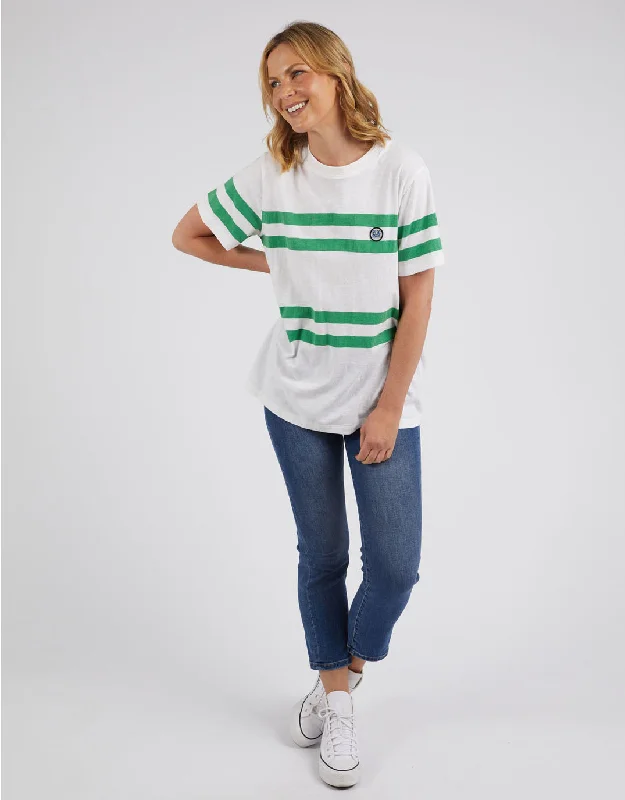 Allegra Short Sleeve Tee - White/Green Stripe