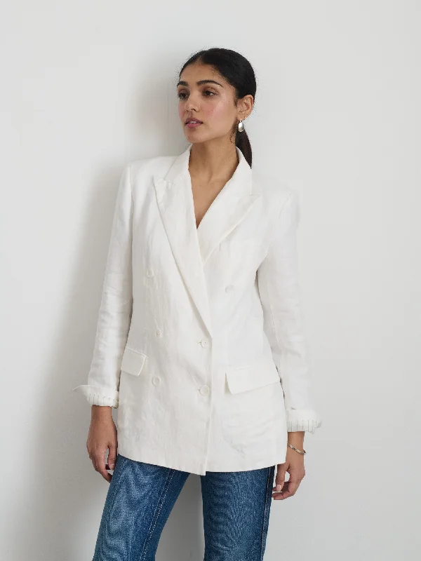 Anna Double Breasted Blazer In Linen