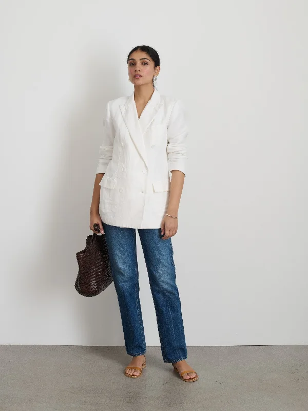 Anna Double Breasted Blazer In Linen