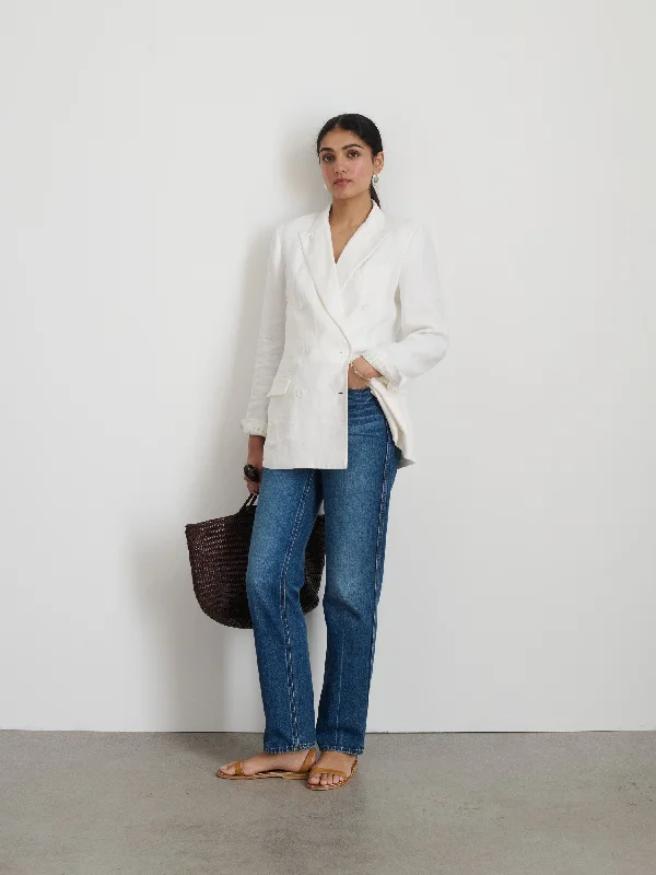 Anna Double Breasted Blazer In Linen