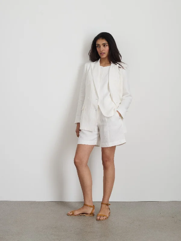 Anna Double Breasted Blazer In Linen