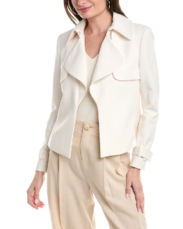 Anne Klein Nehru Collar Cascade Trench Coat