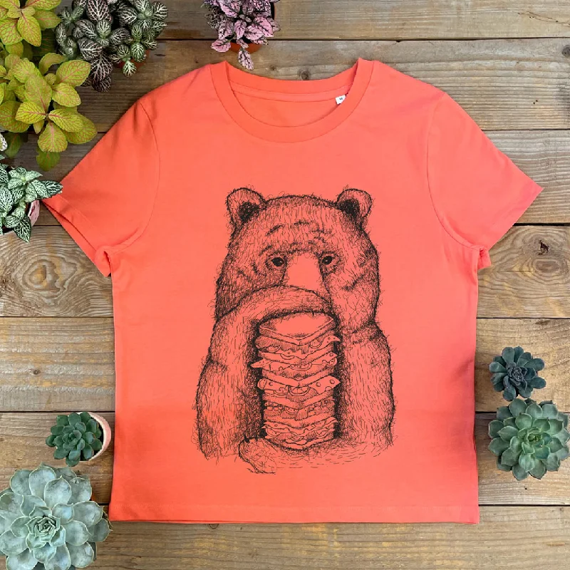 Bear and Sandwich Scoop Neck T-Shirt