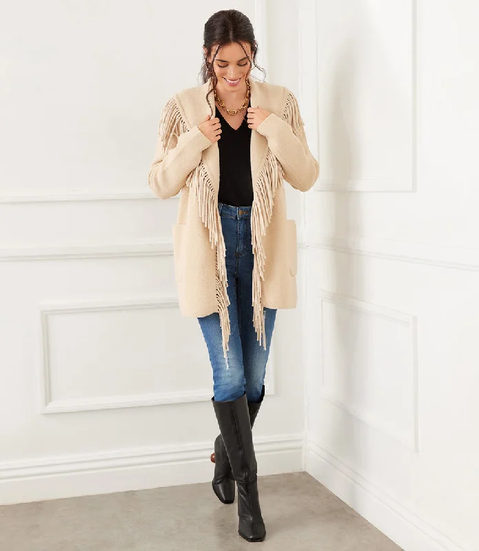 Belted Fringe Jacket