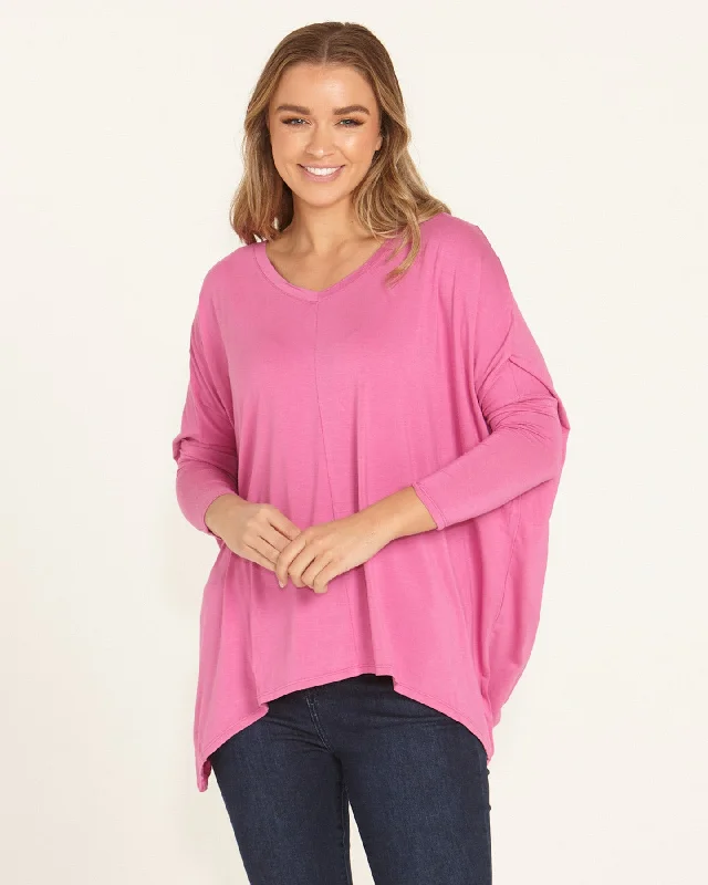 Betty Basics Kyoto V-Neck Tee Winter Pink