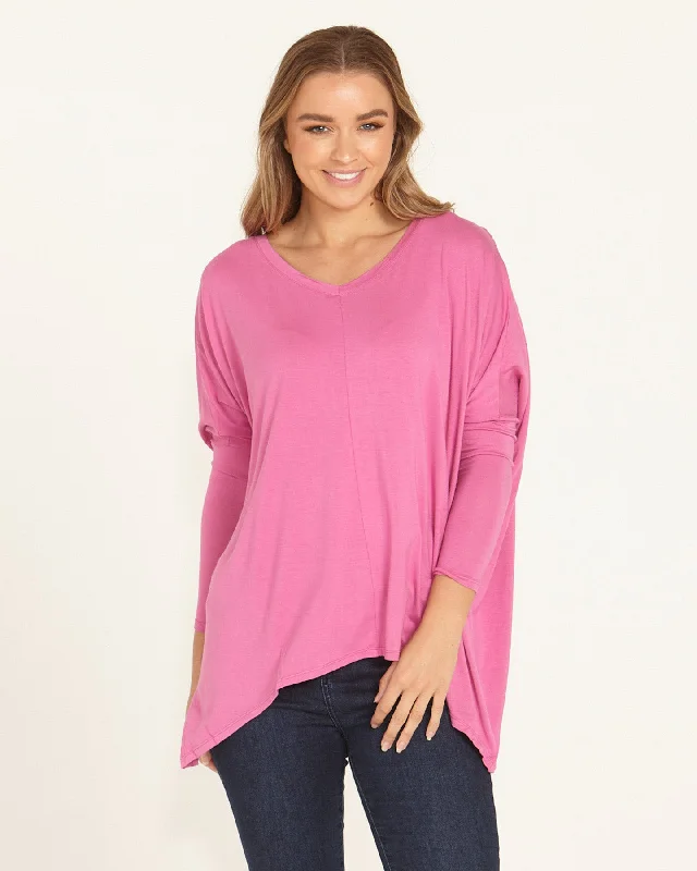 Betty Basics Kyoto V-Neck Tee Winter Pink