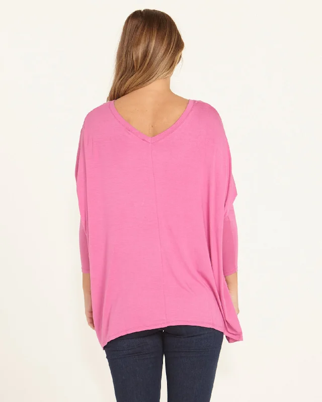 Betty Basics Kyoto V-Neck Tee Winter Pink