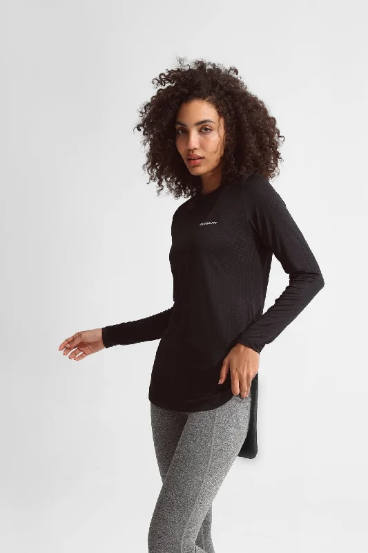 Black Basic Women Long Sleeve