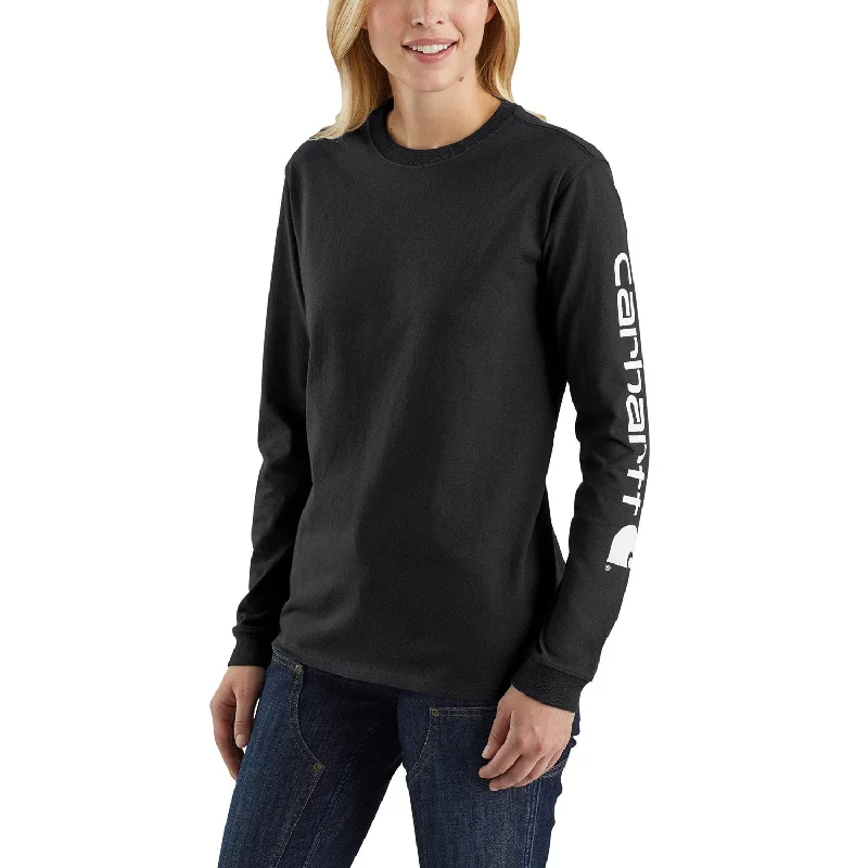 Carhartt Women's Heavyweight Long Sleeve Logo T-Shirt_Black