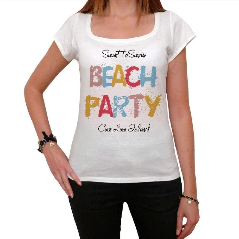 Coco Loco Island, Beach Party, White, Women's Short Sleeve Round Neck T-shirt 00276