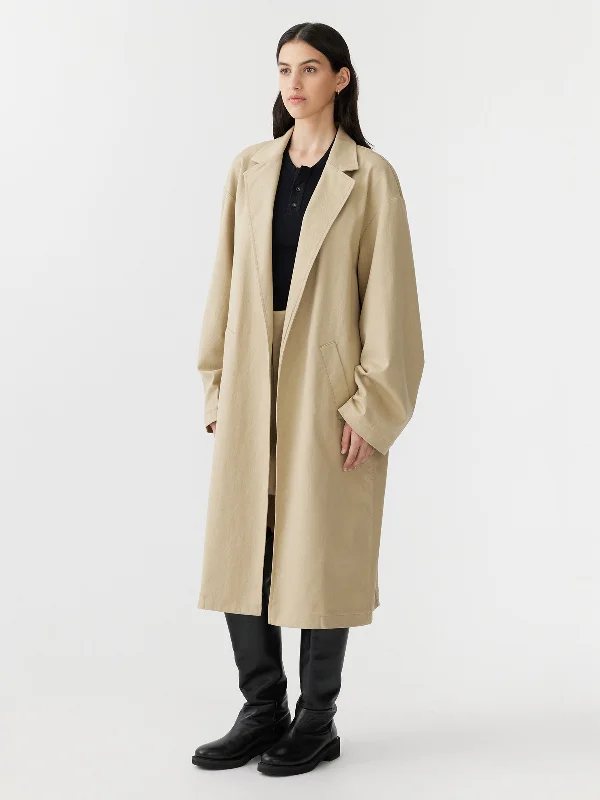 cotton twill longerline trench