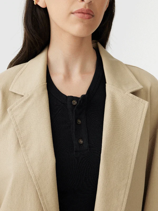 cotton twill longerline trench