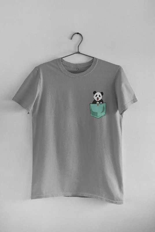 Cute Panda Half-Sleeve Pocket Design T-Shirts