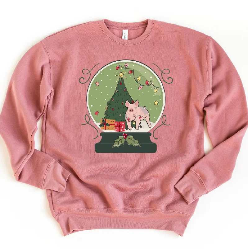 Green Snow Globe Pig Crewneck (S-3XL) - Multiple Colors!