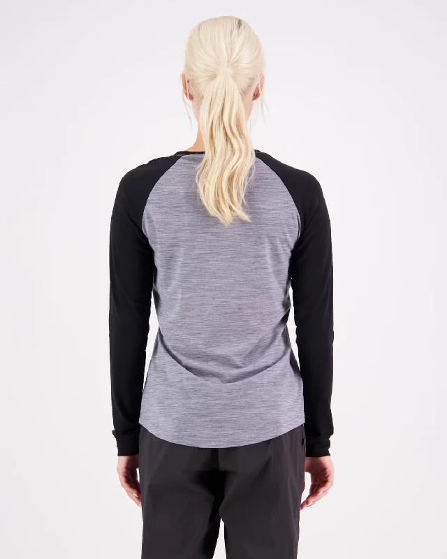 Icon Merino Air-Con Raglan - Grey Heather / Black