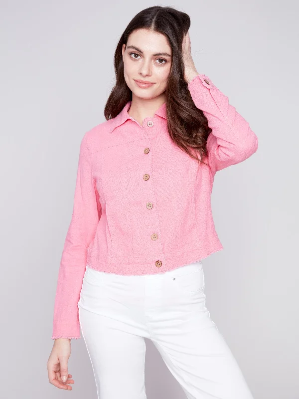 Linen Blend Jacket - Flamingo