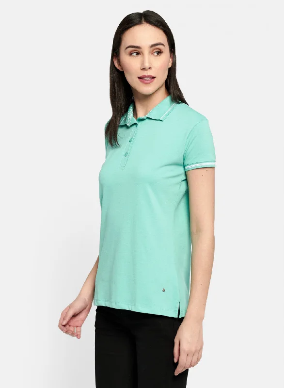 Womens Blue Plain T-Shirt