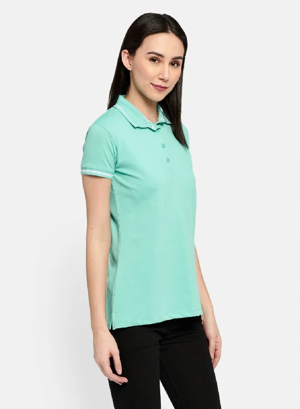 Womens Blue Plain T-Shirt