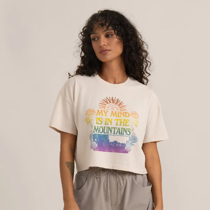 Mountain Cropped Boxy Premium Tee - Moon