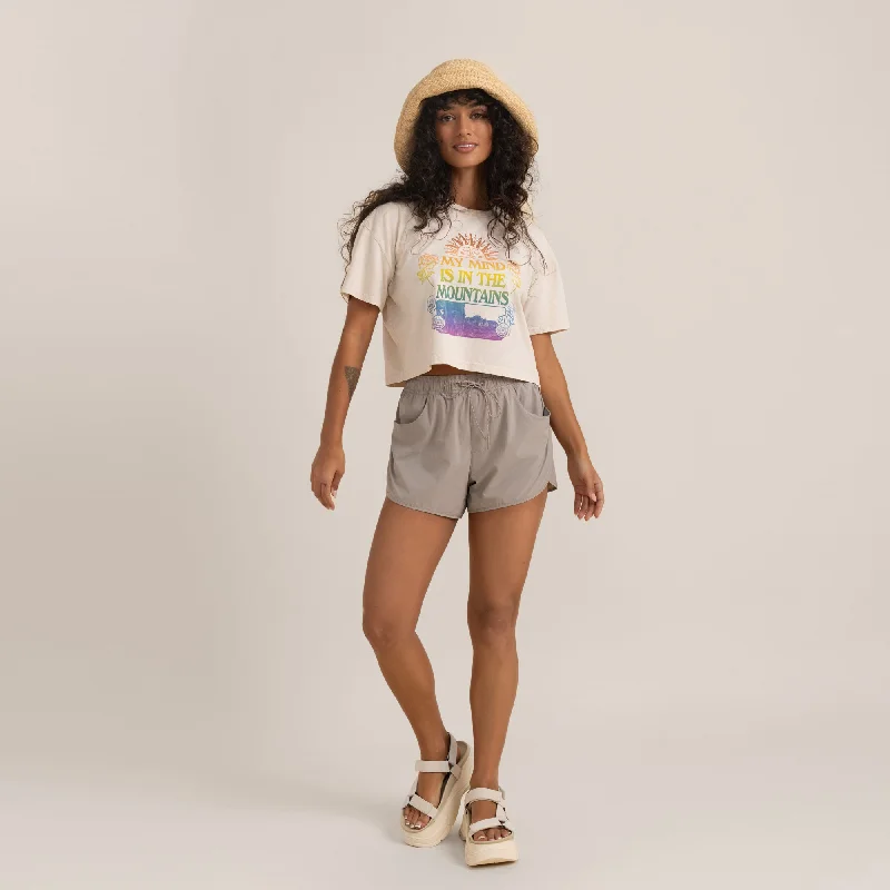 Mountain Cropped Boxy Premium Tee - Moon