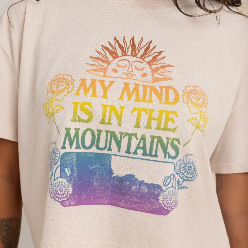 Mountain Cropped Boxy Premium Tee - Moon