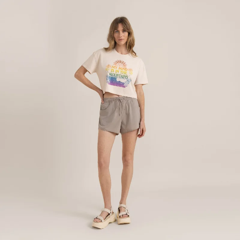 Mountain Cropped Boxy Premium Tee - Moon