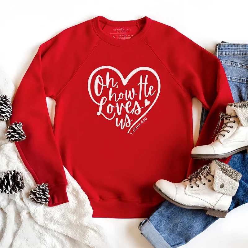 Oh How He Loves Us Premium Fleece Sweatshirt