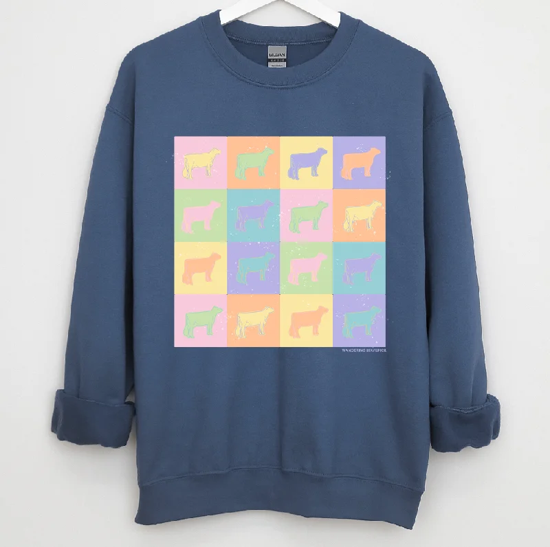 Pastel Checker Dairy Cow Crewneck (S-3XL) - Multiple Colors! (Copy)