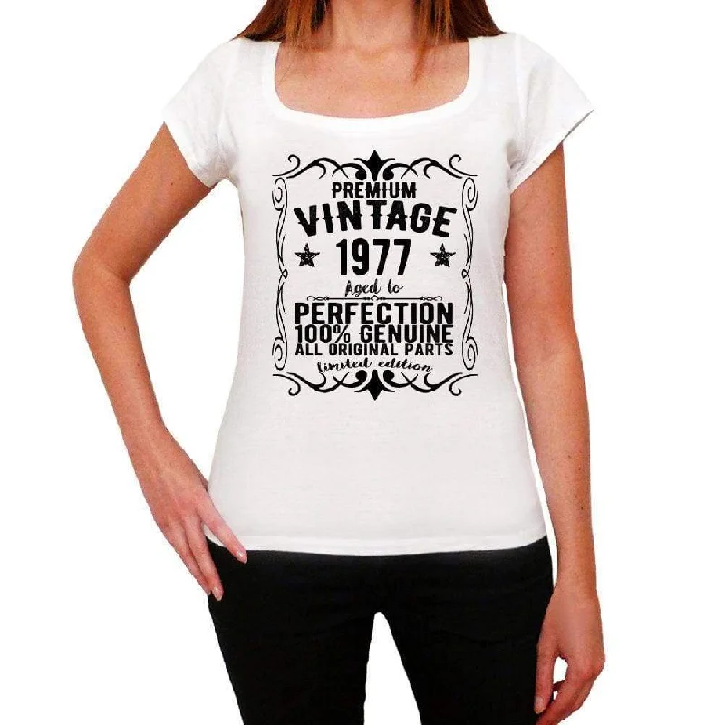 Premium Vintage Year 1977, White, Women's Short Sleeve Round Neck T-shirt, gift t-shirt 00368