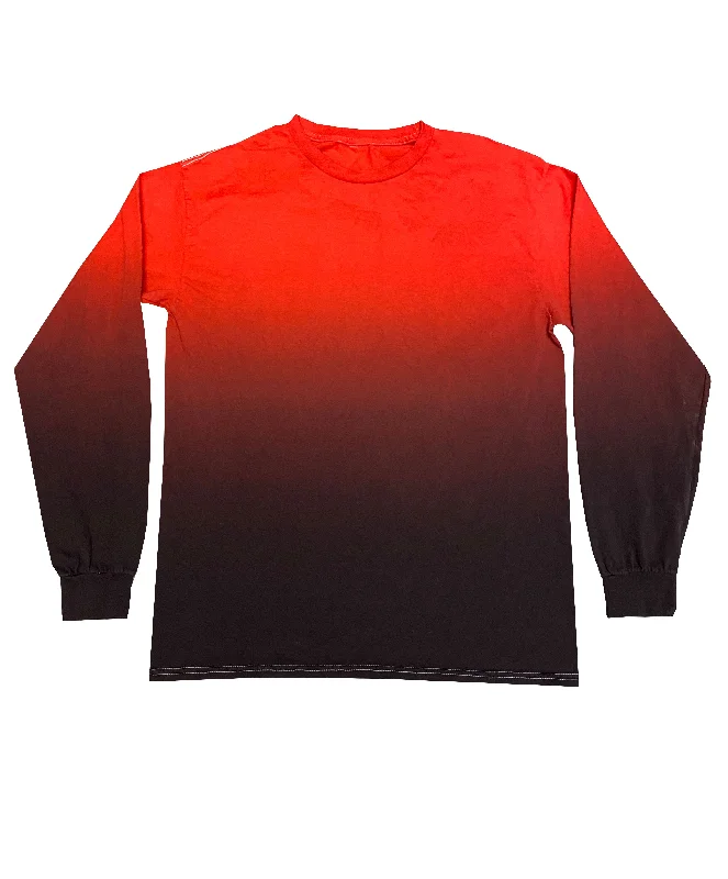 Red Black Dip Dye Long Sleeve T-Shirt