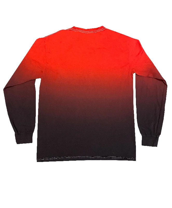 Red Black Dip Dye Long Sleeve T-Shirt