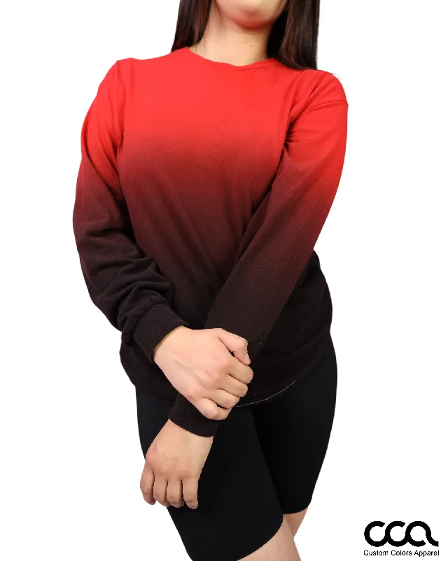 Red Black Dip Dye Long Sleeve T-Shirt