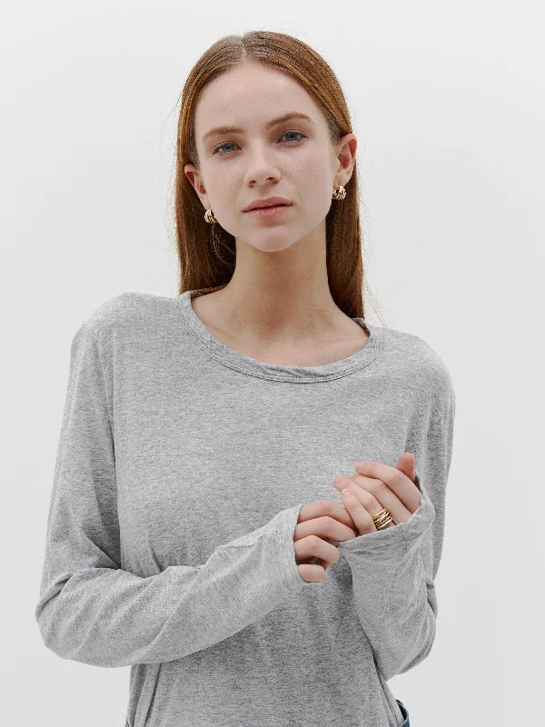 regular scoop hem long sleeve t.shirt