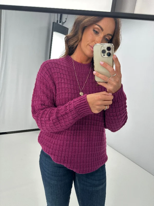 Shine On Label Sarah Polo Neck Chunky Knit Jumper Orchid