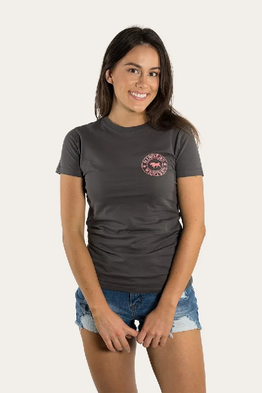 Signature Bull Womens Classic Fit T-Shirt - Vintage Black/Strawberry