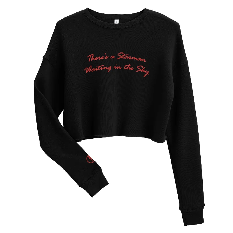 THERE'S A STARMAN WAITING IN THE SKY Embroidered Crop Sweatshirt