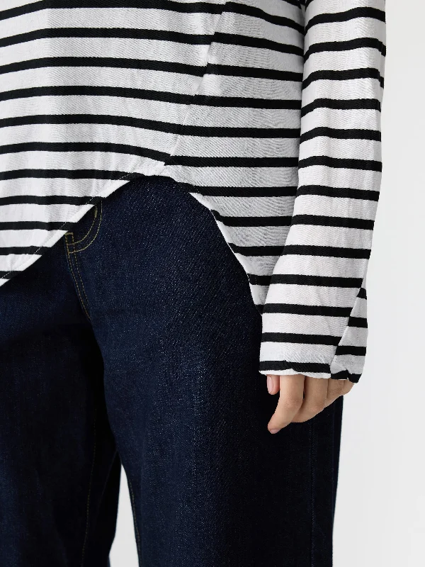 stripe scoop hem long sleeve t.shirt