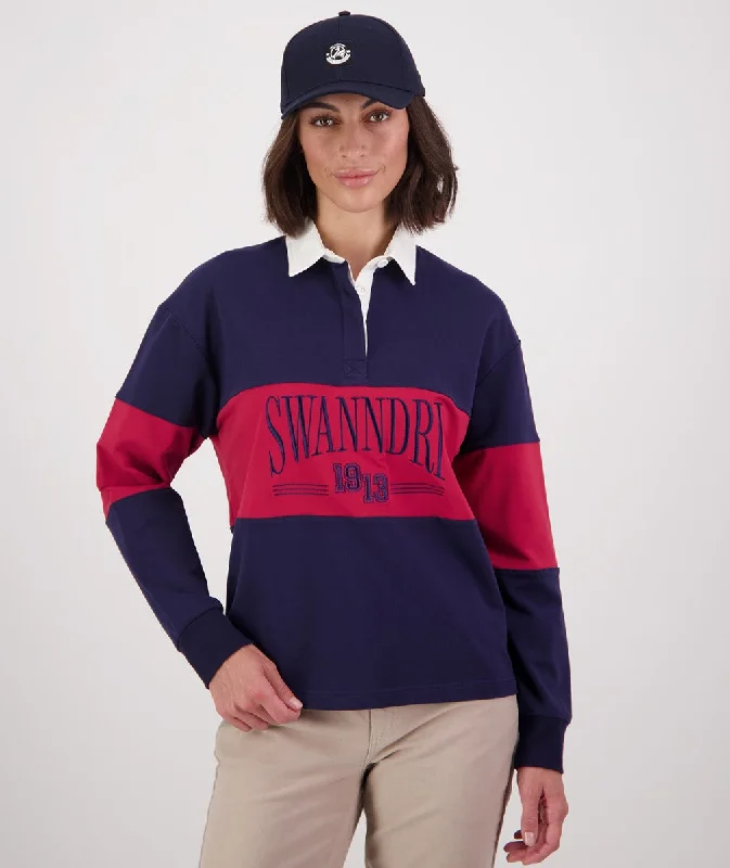 Swanndri Rutherford LS Rugby Sweater Navy Merlot