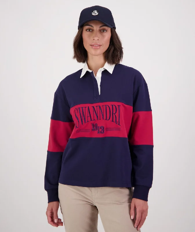 Swanndri Rutherford LS Rugby Sweater Navy Merlot