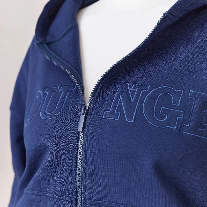 Varsity Zip-Up Hoodie - Navy