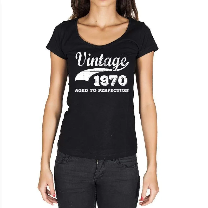 Vintage Aged to Perfection 1970, Black, Women's Short Sleeve Round Neck T-shirt, gift t-shirt 00345