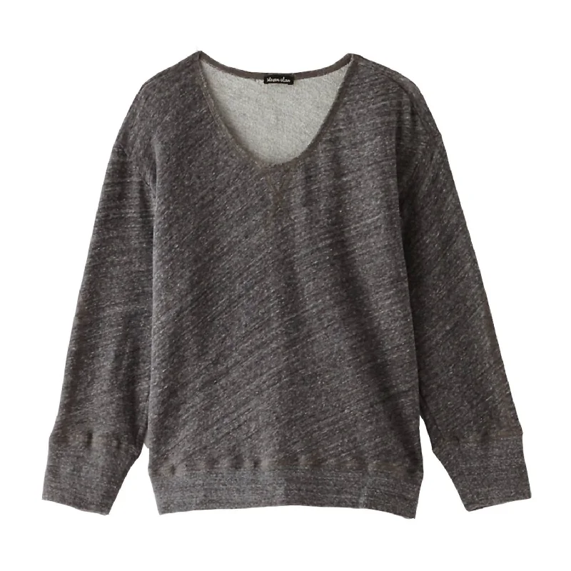 Women French Terry Pullover Sweatshirt In Gray