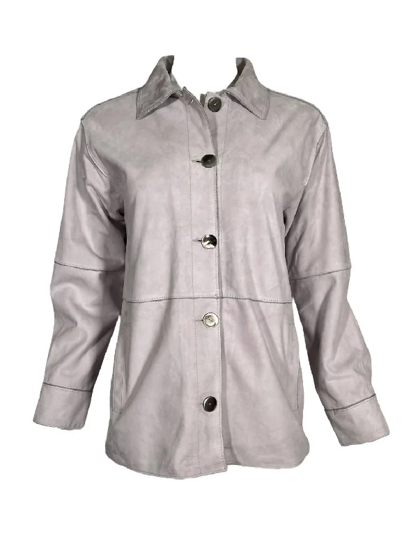 Women Suede Shirt Jacket In Wisteria