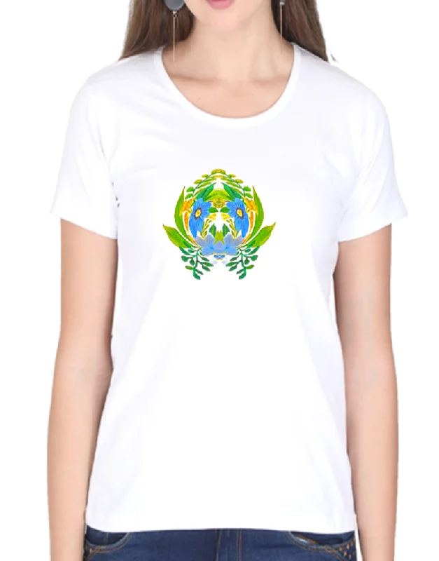 Geometric Floral Design T Shirt for Women D06