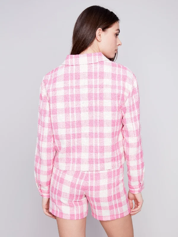 Yarn Dye Cropped Checkered Jacket - Light Punch