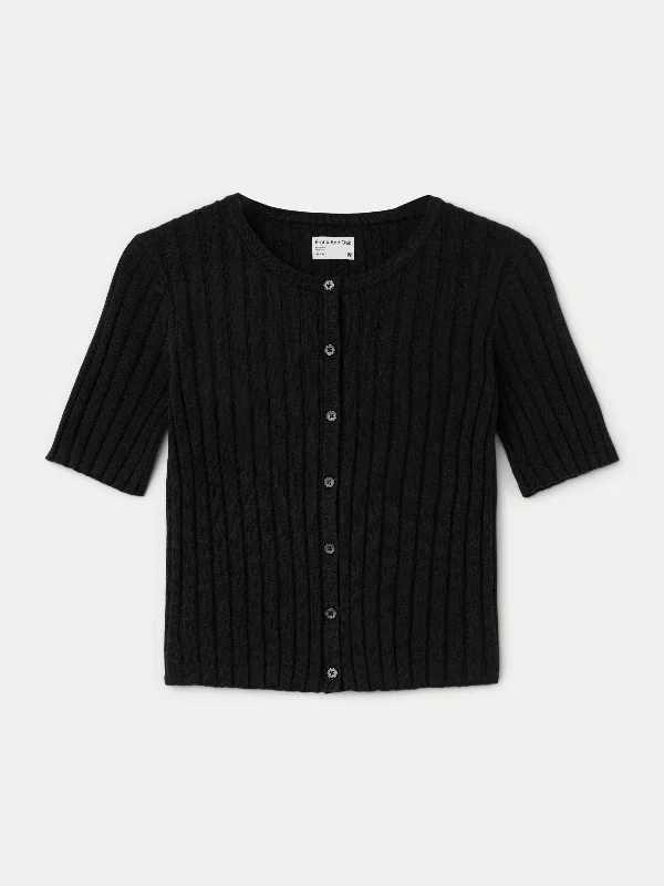 The Knitted Cardigan Top in Black