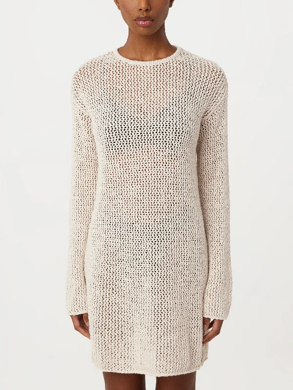 The Openwork Sweater Dress in Oatmeal